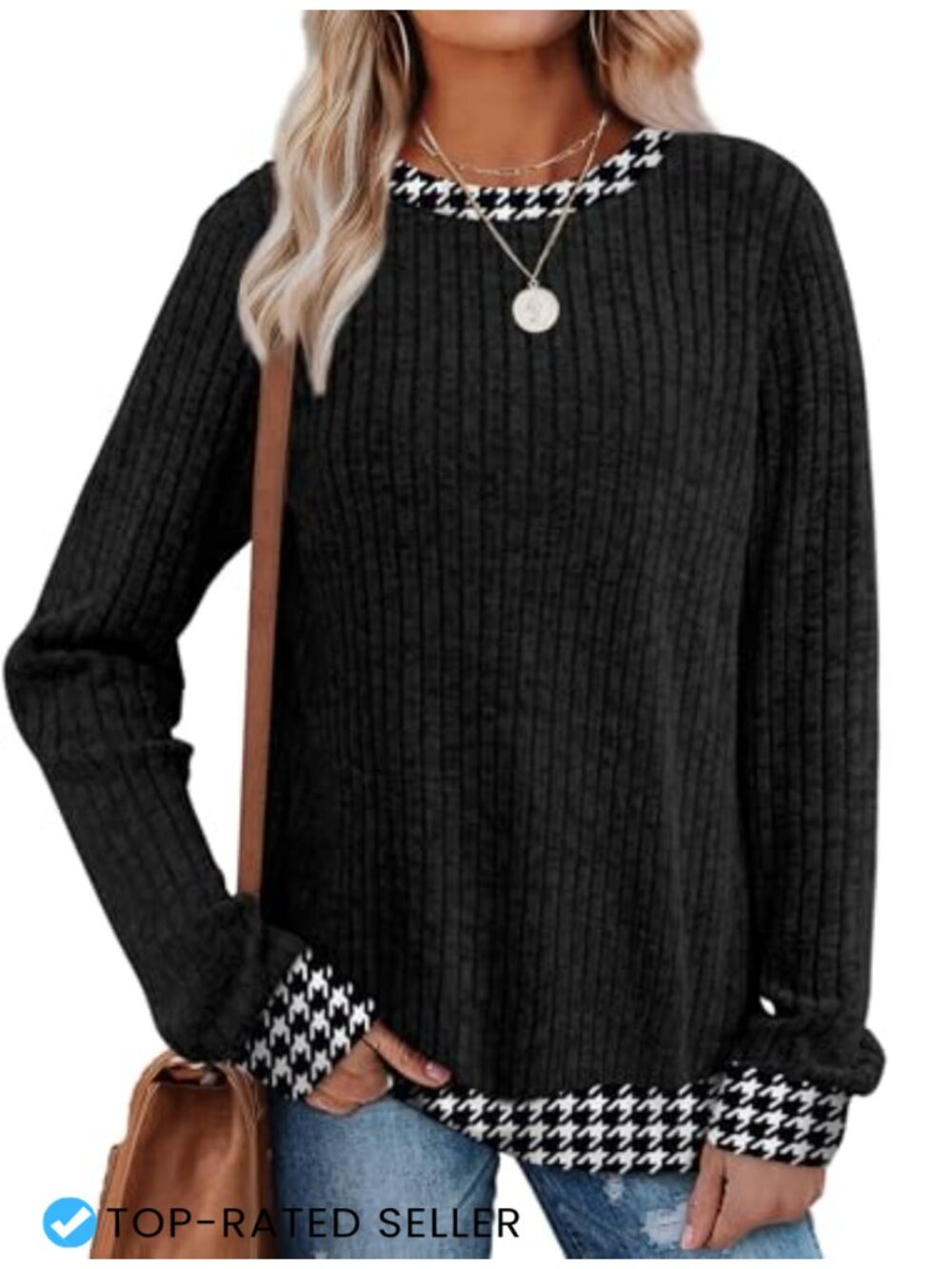 Color Block Long Sleeve Tunic Top Lightweight Sweater